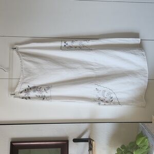 J.Jill White Cotton Embroidered Long Skirt Sz 12